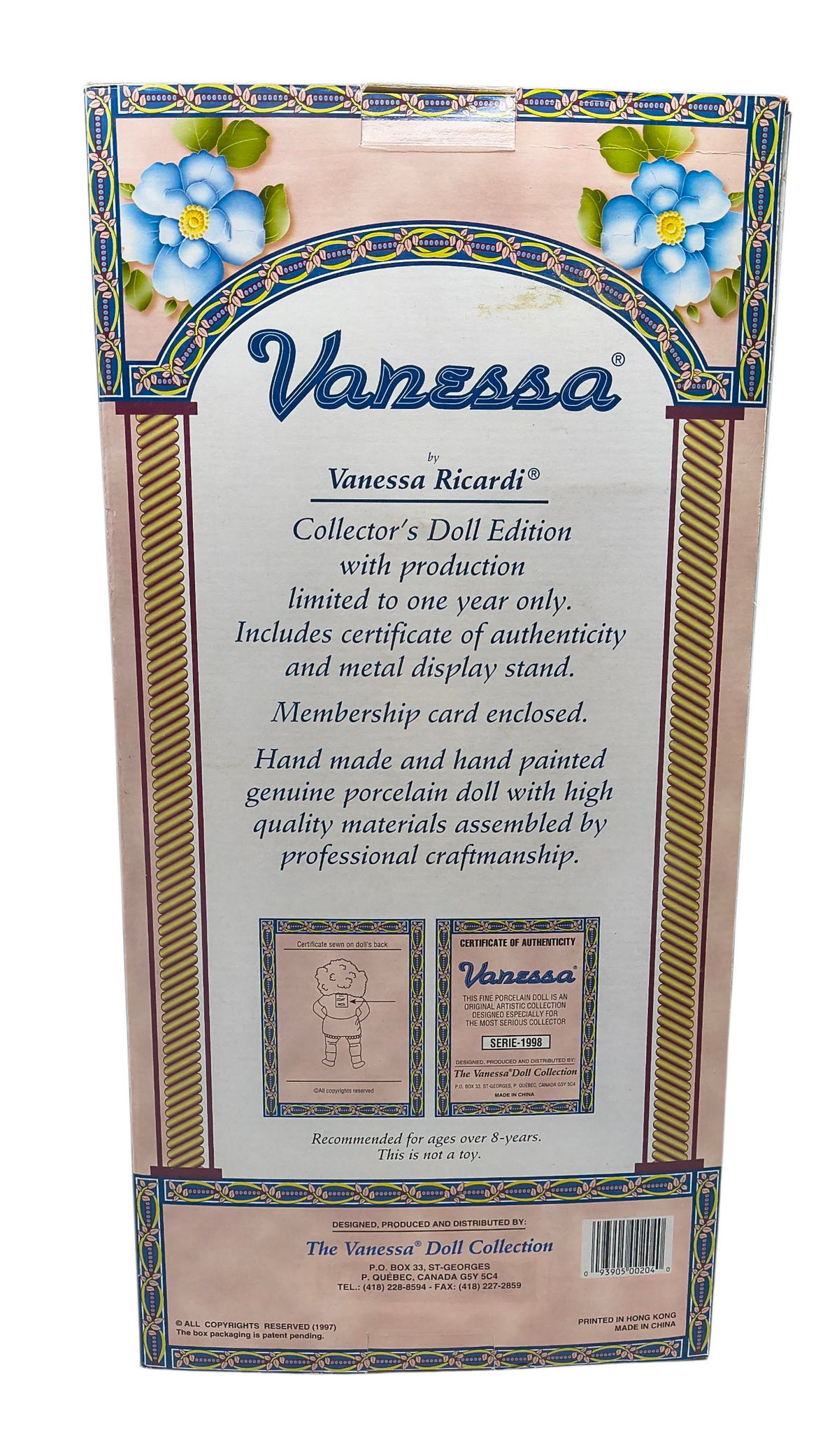 1997 Vanessa Ricardi Limited Special Ed. Porcelain 16" Vanessa Doll Green Velvet image 2