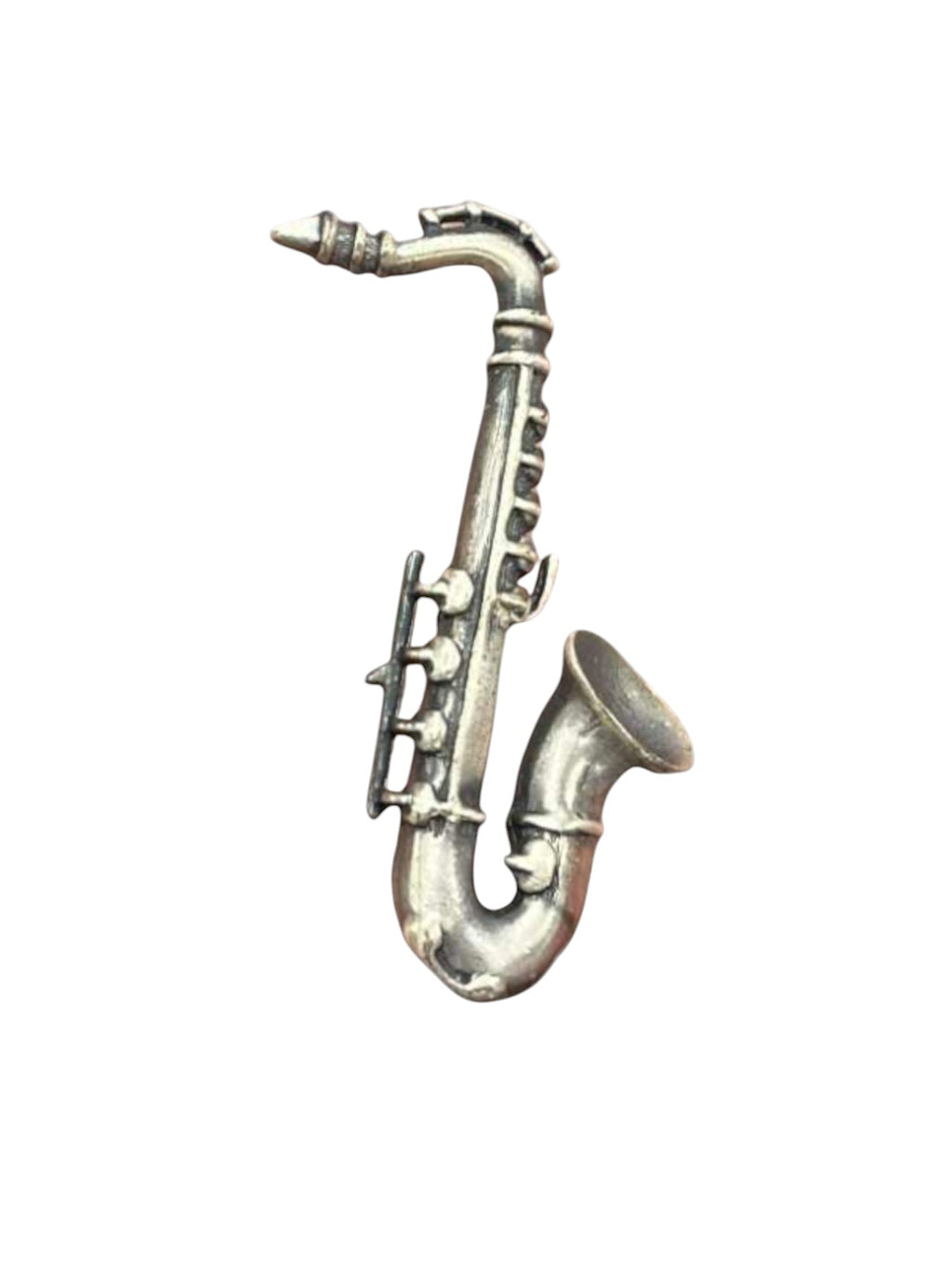 Vintage Saxophone Silver Tone Inspired Jewellery Pin Music Instrument Brooch
