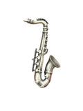 Vintage Saxophone Silver Tone Inspired Jewellery Pin Music Instrument Brooch