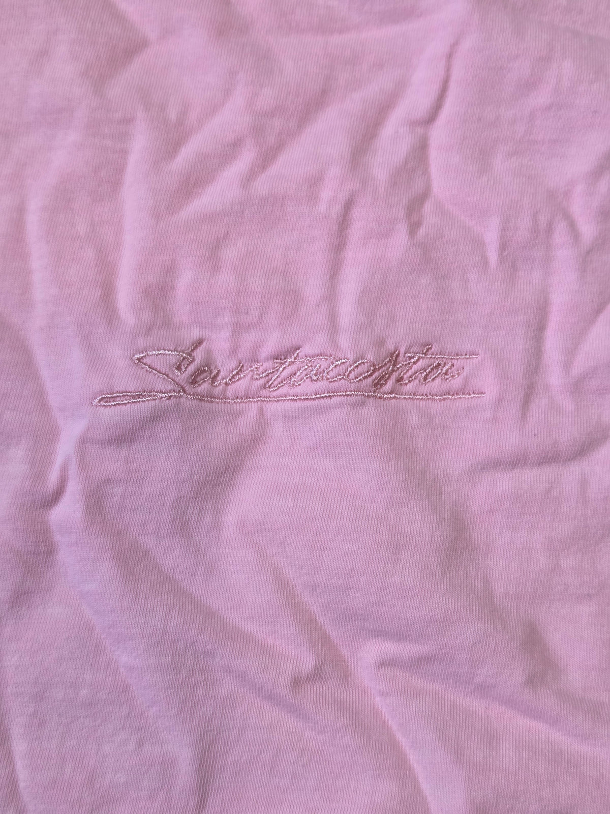 Santacosta Brazil Embroidered Signature Pink T-Shirt Unisex Size L/XL image 3
