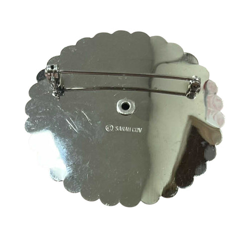 1962 Sarah Coventry MCM Sunburst Silver Black Brooch Jewelry Pin image 2