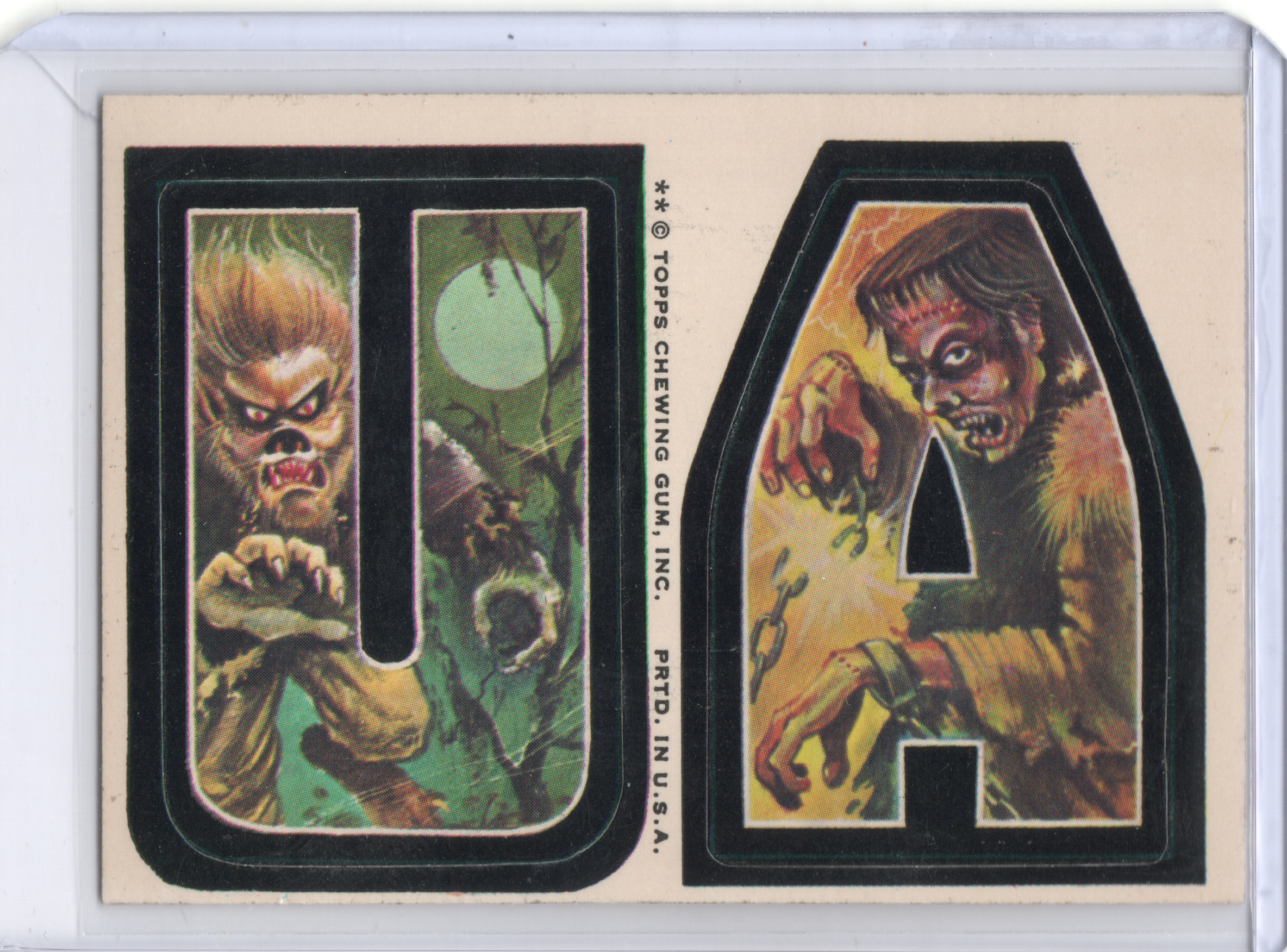 1974 Topps Monster Initials Sticker Card UA #UA