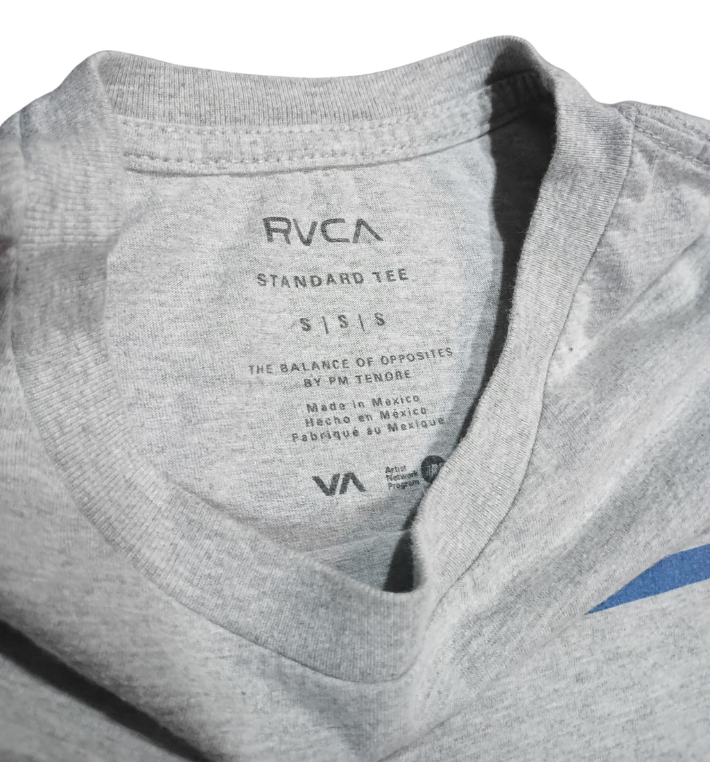 RVCA VA All The Way Balance Of Opposites Grey And Blue Logo Men's T-Shirt Small image 3