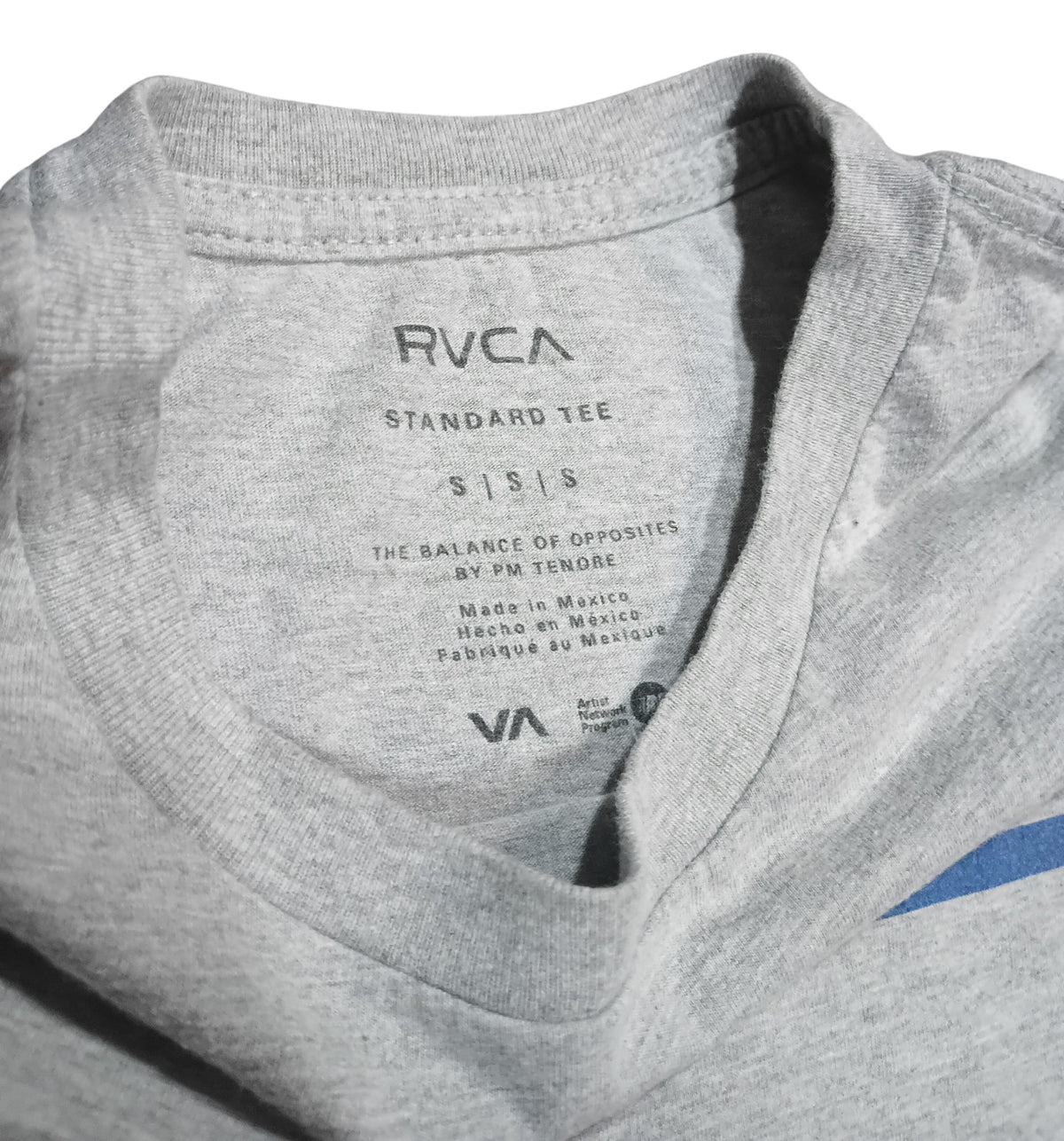 RVCA VA All The Way Balance Of Opposites Grey And Blue Logo Men's T-Shirt Small image 3