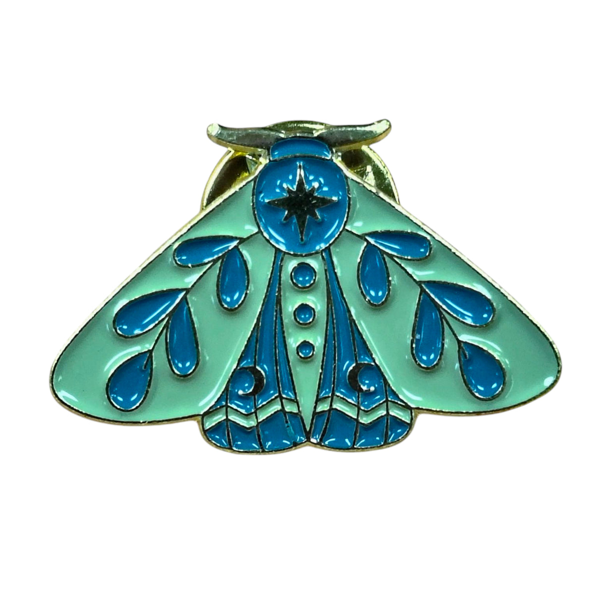 Light And Dark Blue Lunar Pattern Luna Moth Enamel Pin