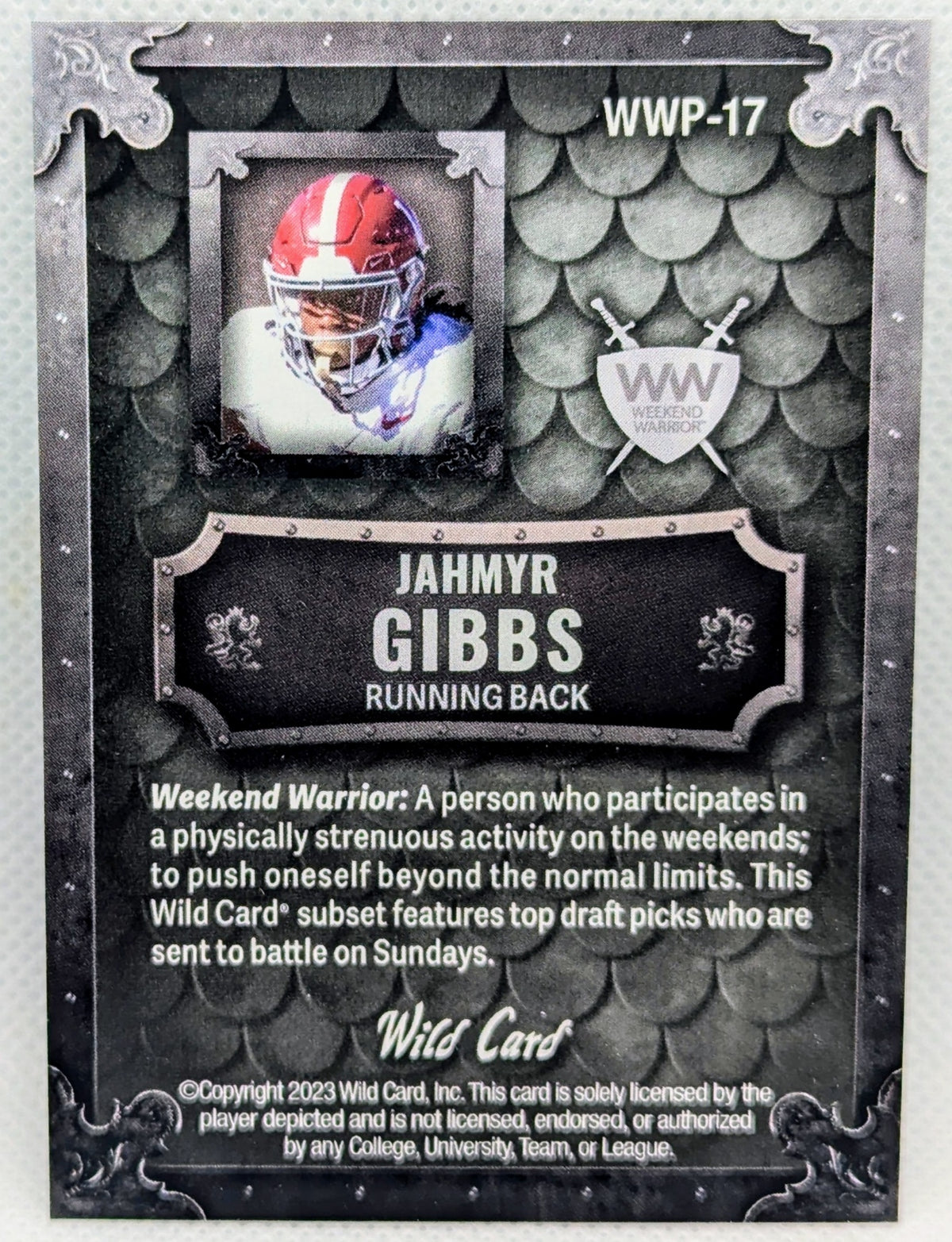 2023 Wild Card SP Promo Jahmyr Gibbs RC Embossed Weekend Warrior /4 WWP-17 image 2