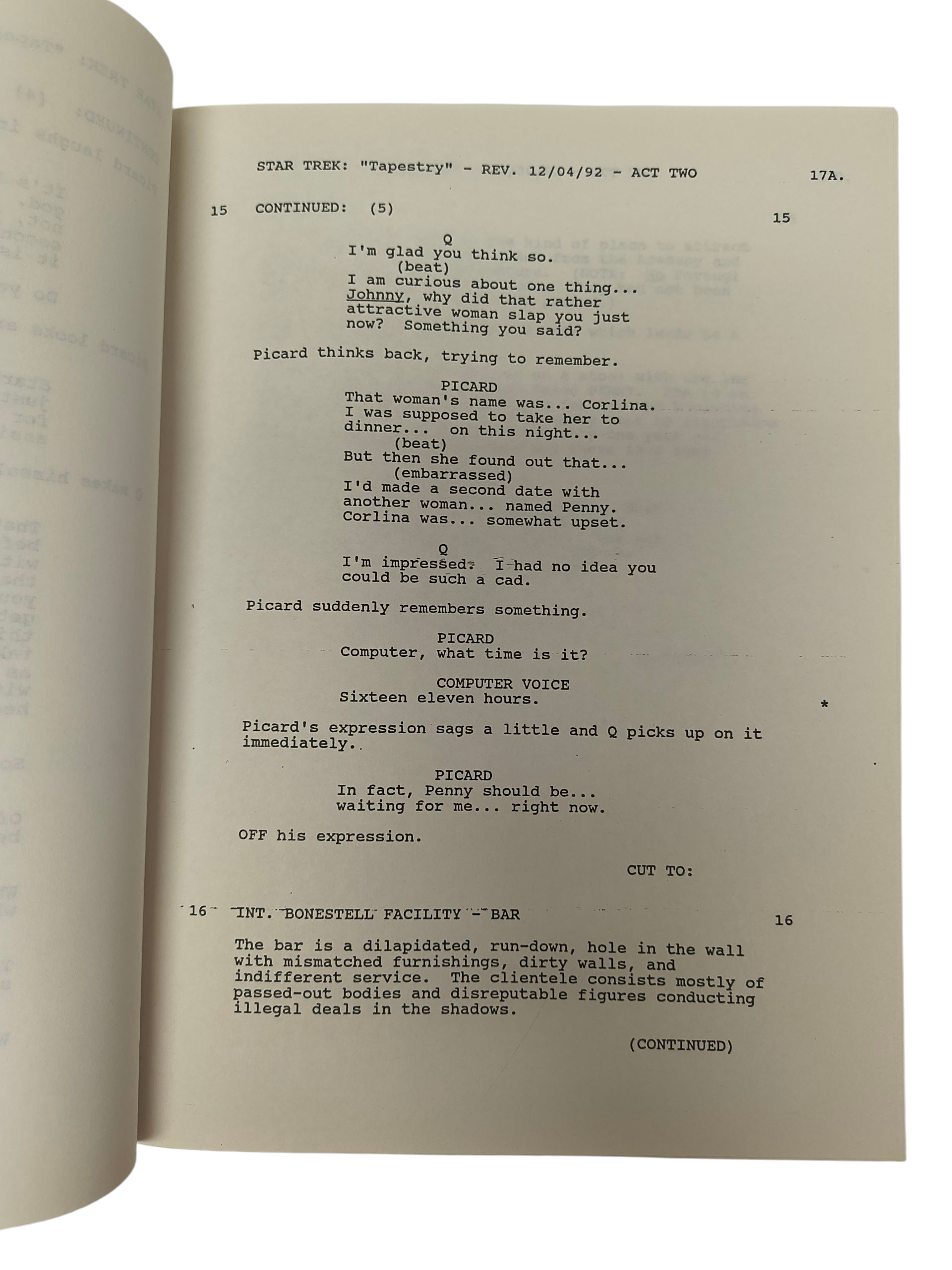 Star Trek The Next Generation Tapestry Original Script 1992 Signed Majel Barrett image 3