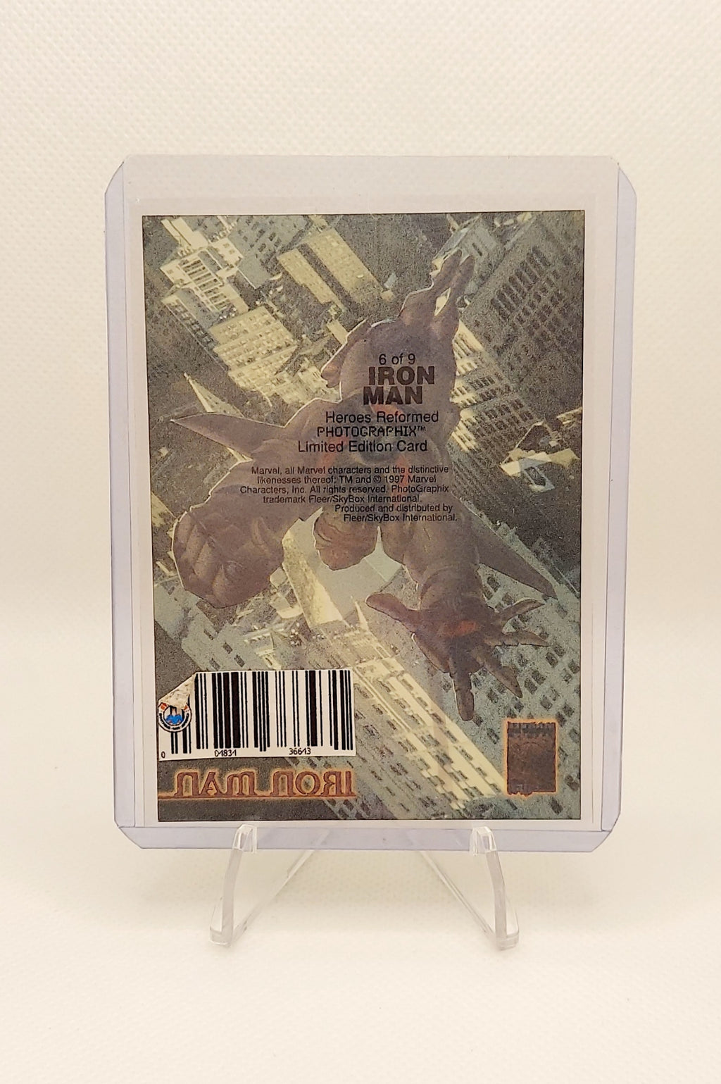 1997 Fleer Marvel Premium QFX Iron Man Photographix Chase Card #6 image 2