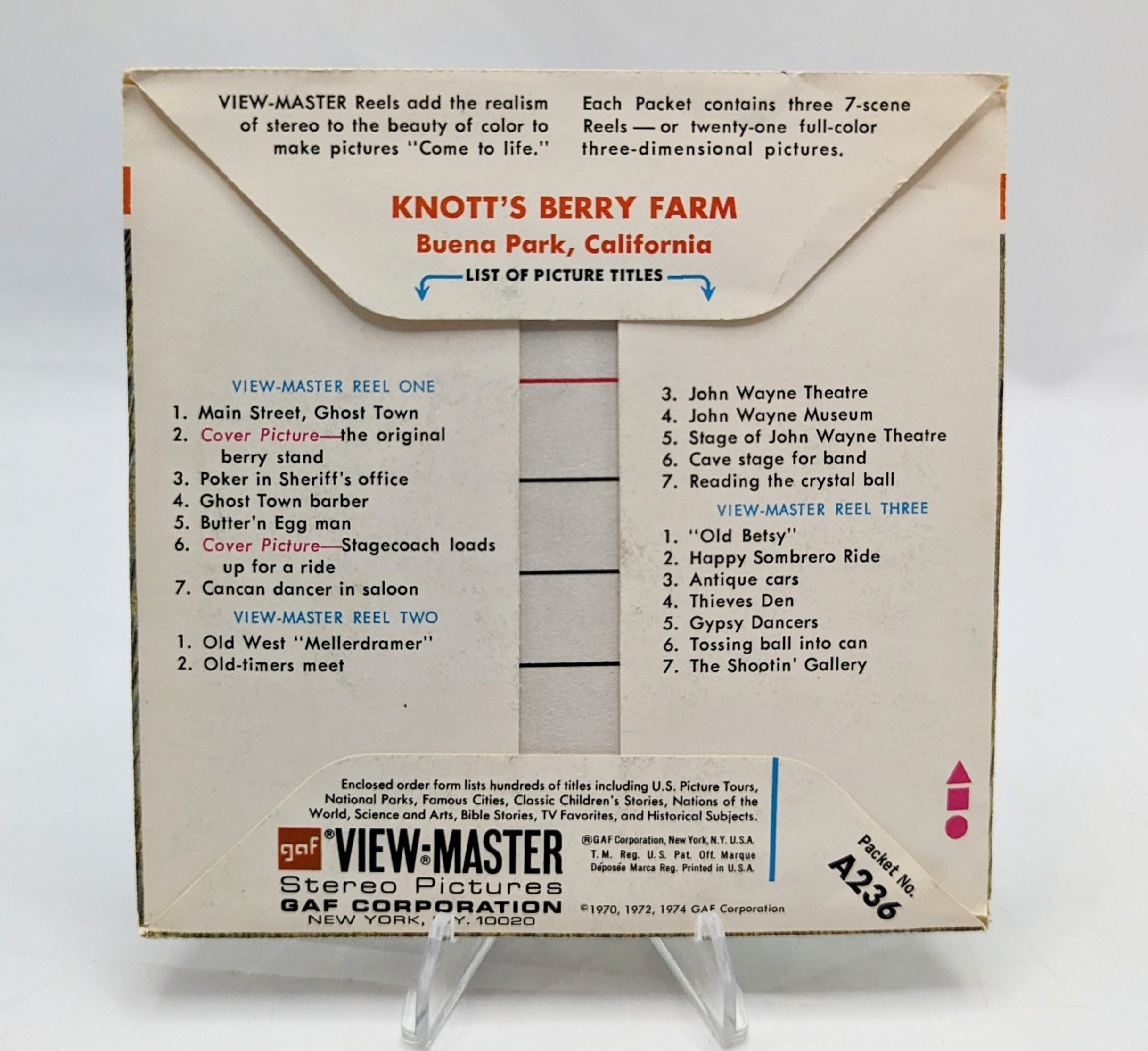 1974 View-Master Knott's Berry Farm Ghost Town Western Showtime & Fun Rides image 2