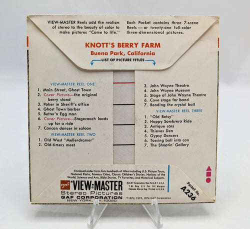 1974 View-Master Knott's Berry Farm Ghost Town Western Showtime & Fun Rides image 2