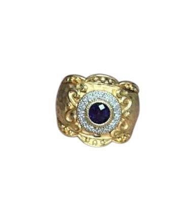 Staur Intricate Gold Plated 925 Silver Amethyst Ring w/ Box image 4