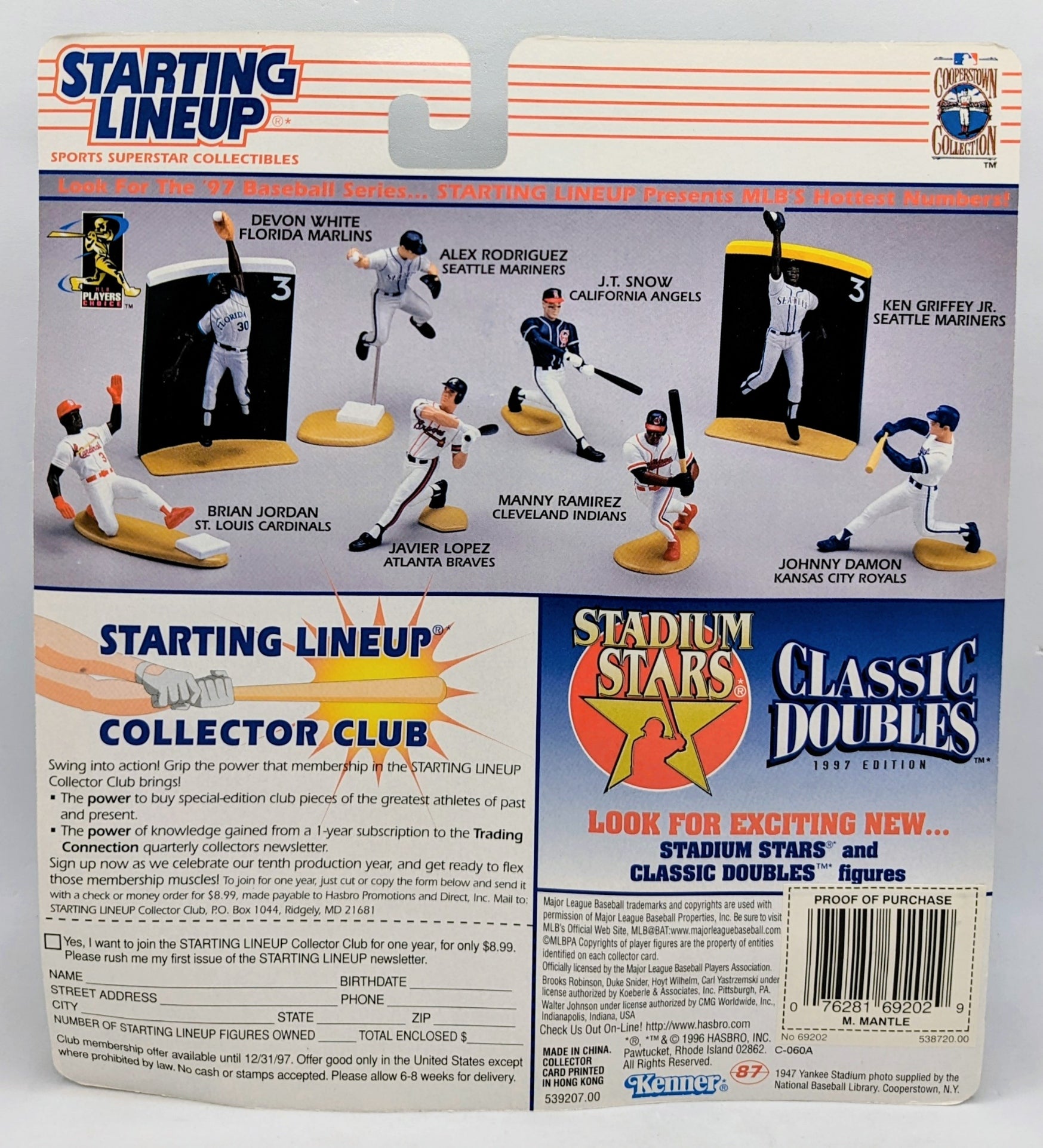 1997 Starting Lineup Cooperstown Collection Mickey Mantle New York Yankees image 2