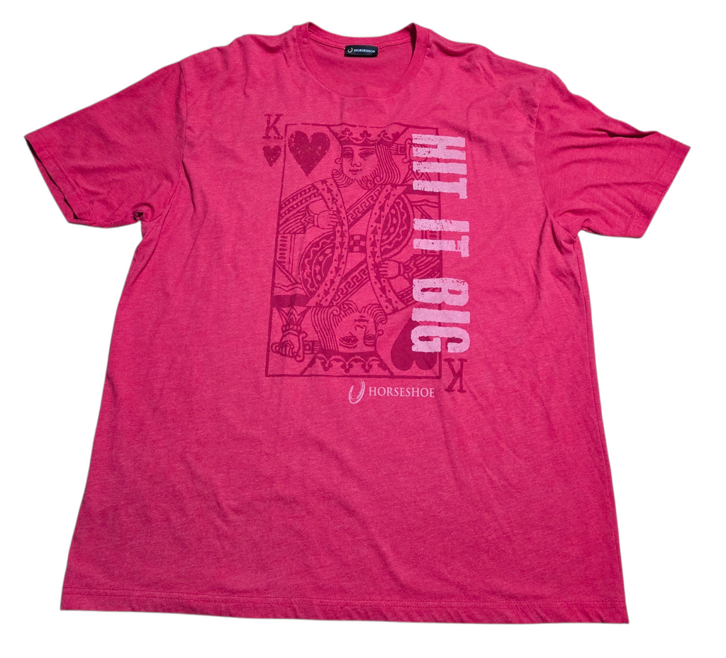Caesars Horseshoe Hit It Big King Of Hearts Playing Card Graphic Red T-Shirt 2XL