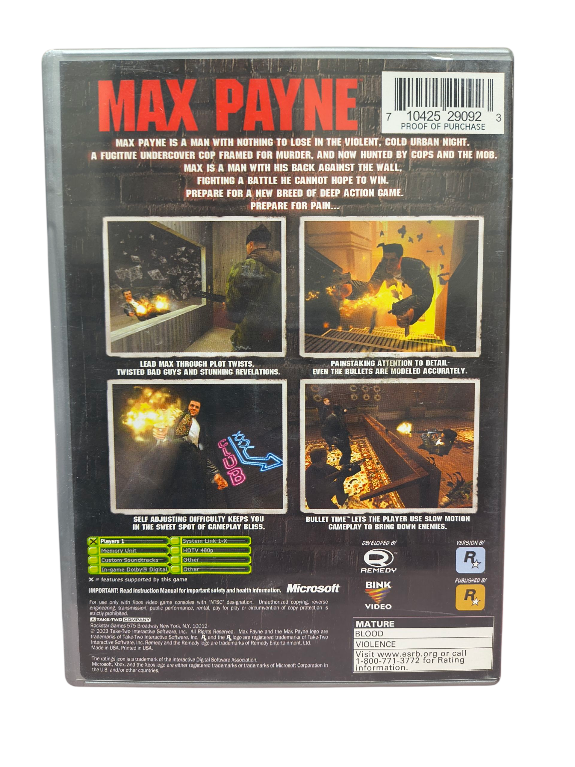 2001 Rockstar Microsoft Xbox Max Payne Platinum Hits CIB Complete image 3