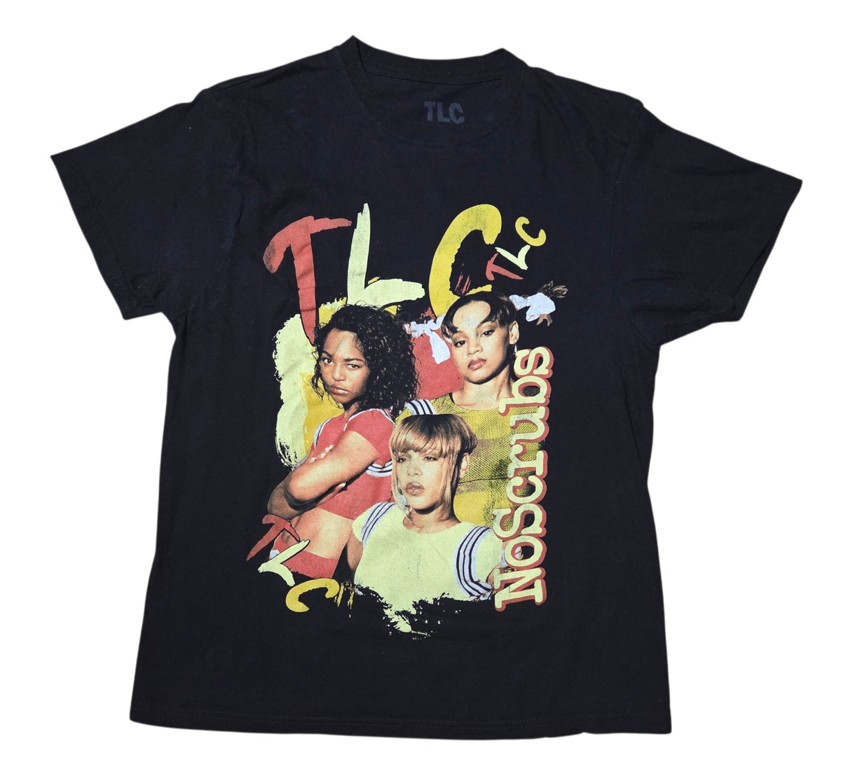 TLC No Scrubs Black 90s R&B Hip Hop Band Graphic Tee T-Shirt Size Medium