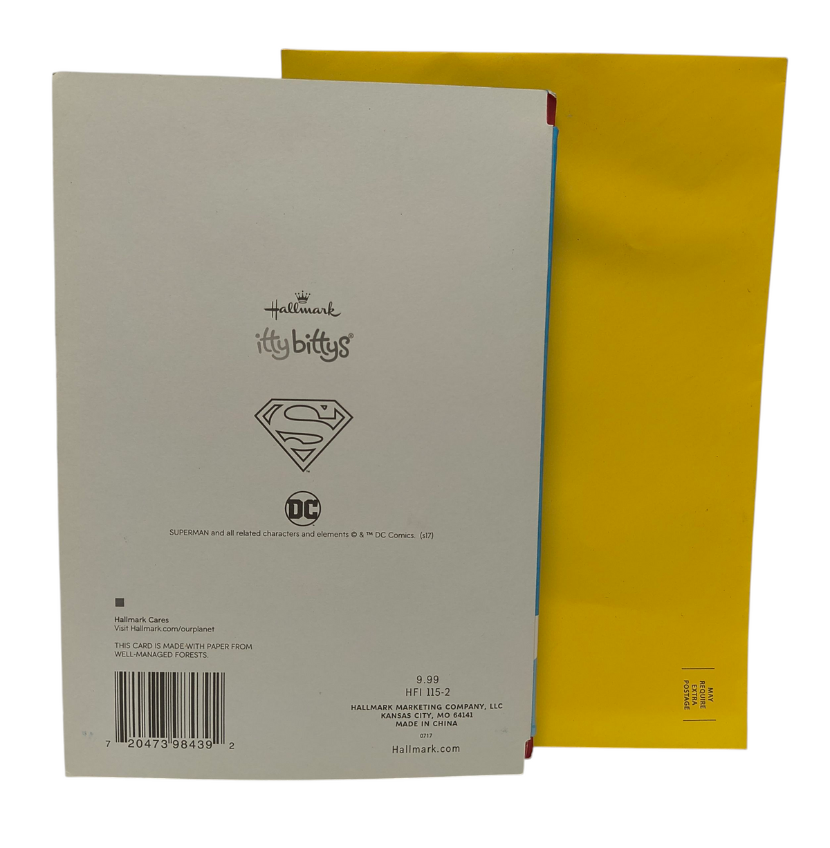 Hallmark Itty Bittys Superman Hero Time Birthday Card with Plush Itty Bitty image 3
