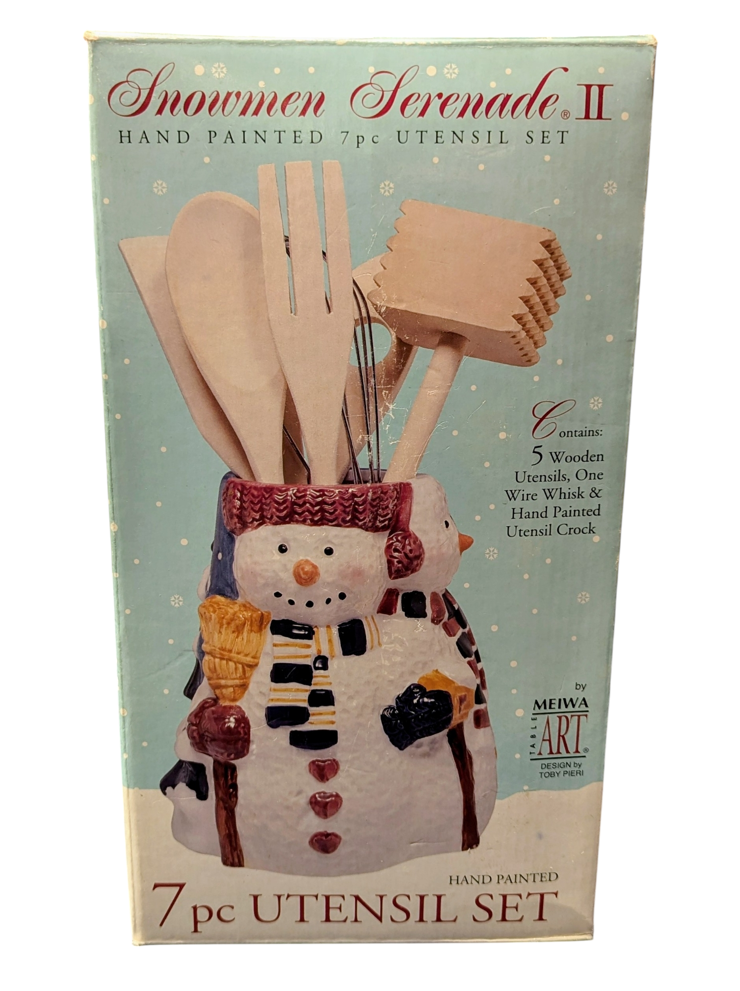Meiwa Snowman Serenade II Hand Painted 7pc Utensil Set