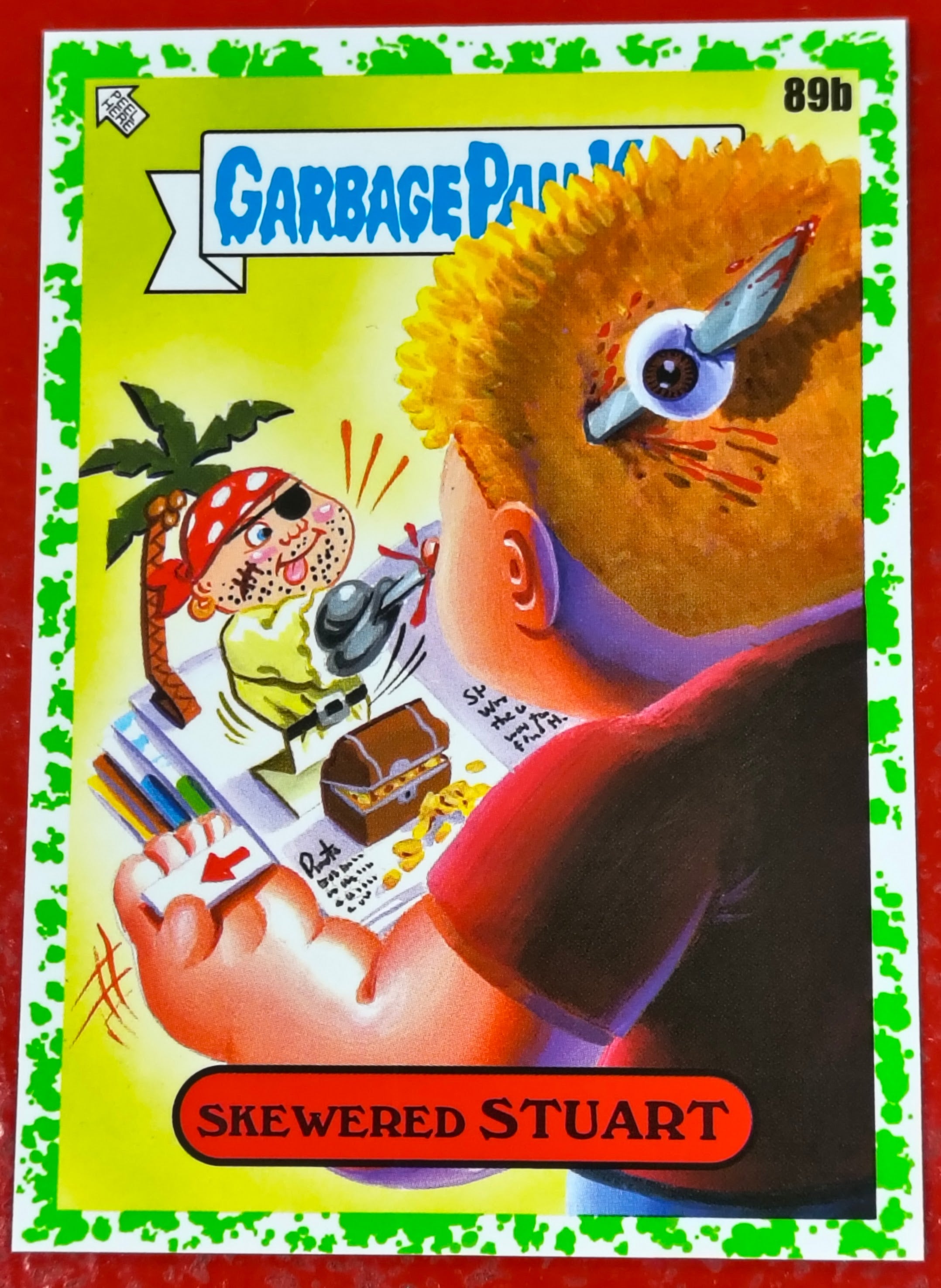 2022 Topps Garbage Pail Kids Book Worms #89b Skewered Stuart Green Parallel