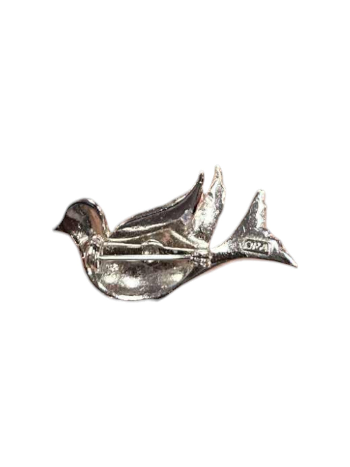 Vintage Signed OPA Silver Tone Dove Bird Brooch Pin image 2