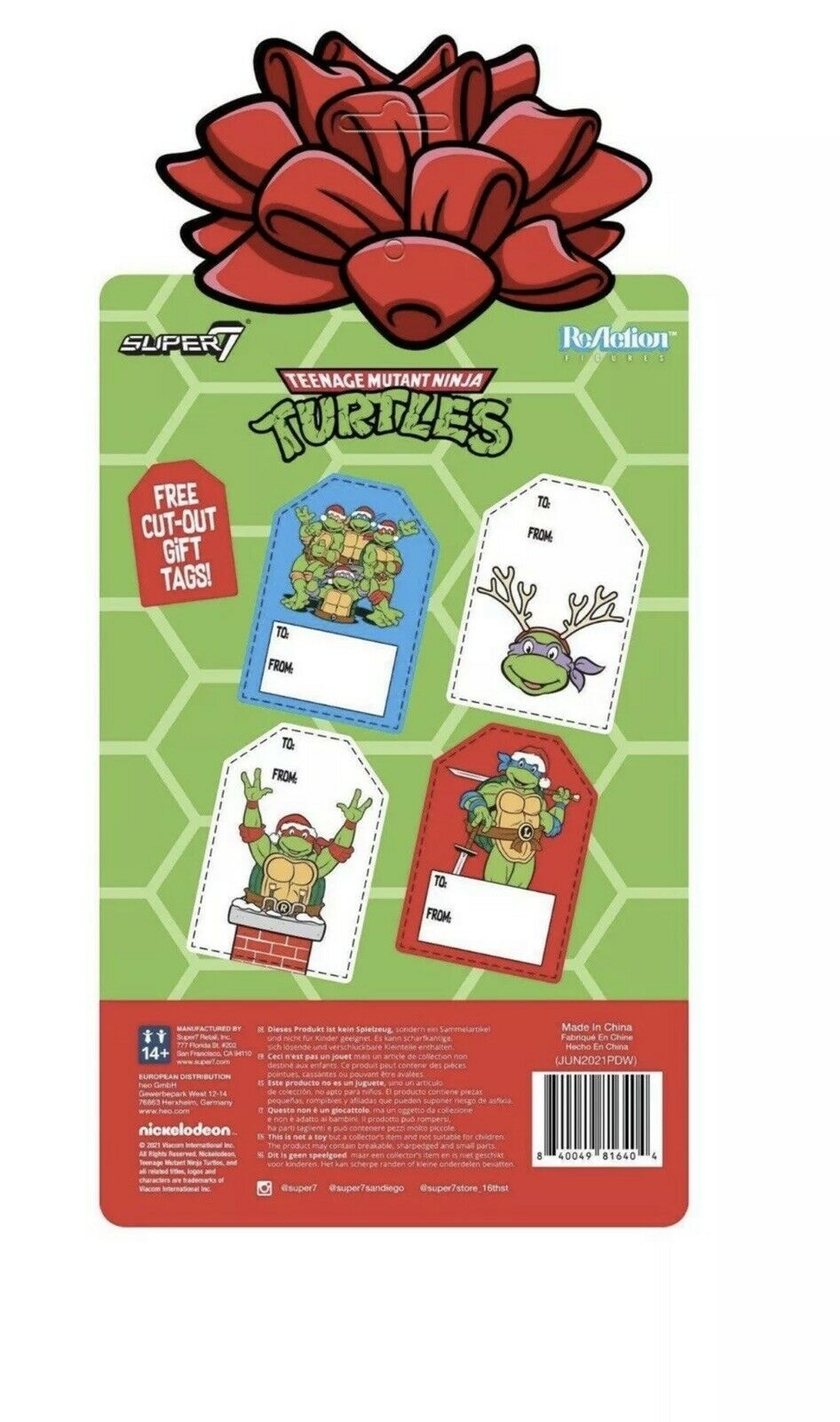 Super7 ReAction Teenage Mutant Ninja Turtles Figures Holiday Bundle Stocking image 5