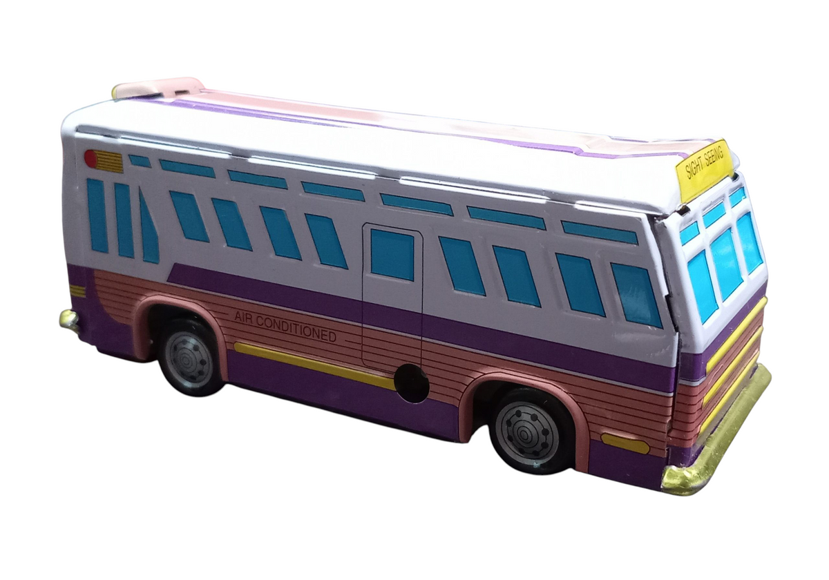 Retro Tin Wind Up Air Conditioned Sight Seeing Bus Tin Toy Bus image 3