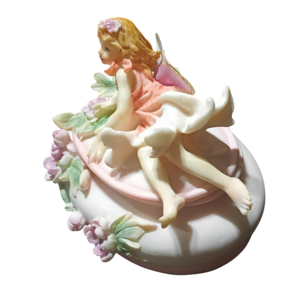 Vintage Montefiori Fairy And Flowers 7" Polyresin Trinket / Jewelry Box image 3