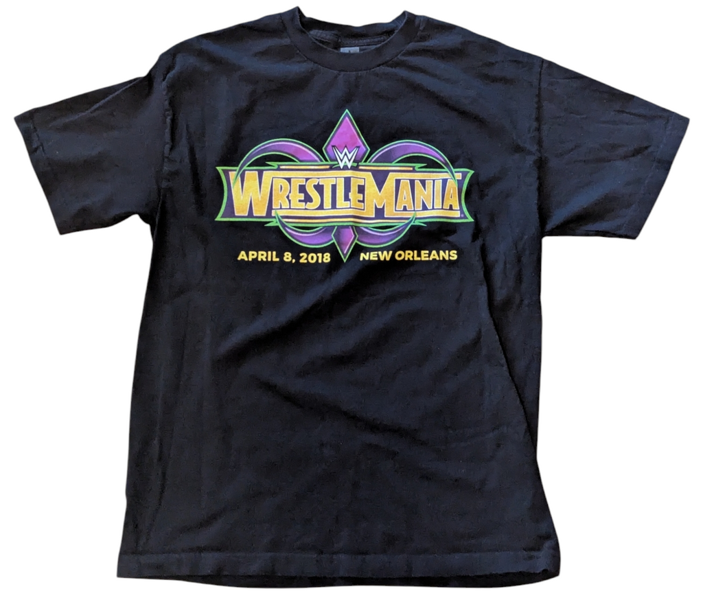 Authentic WWE Wrestlemania April 8, 2018 New Orleans Mardi Gras T shirt Large