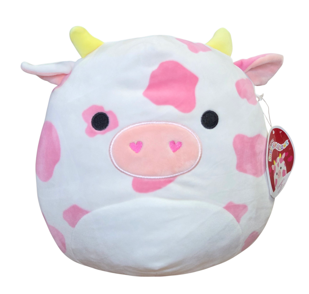 2021 Kellytoy Squishmallows Evangelica Pink Spots White Cow 11" Plush Animal