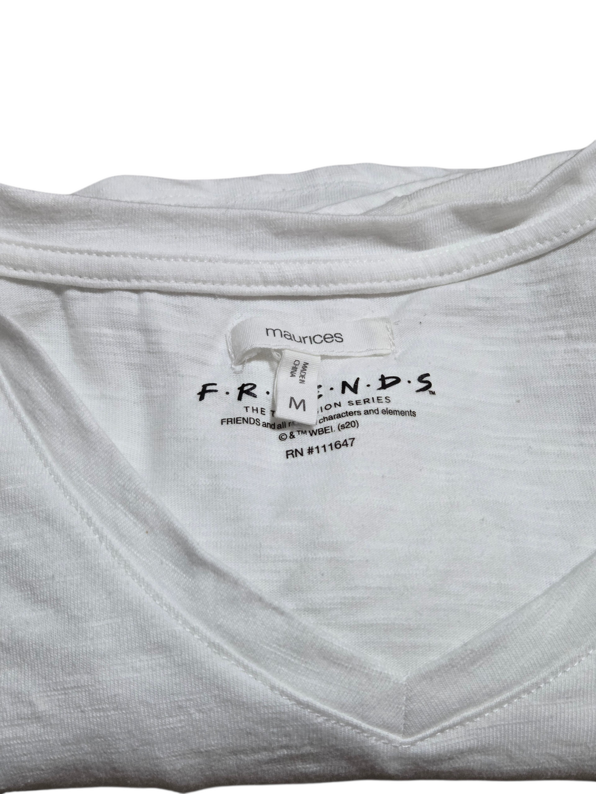 Maurices Friends TV Show Coffee Guitar Taxi Monkey Graphic V-Neck T-Shirt Medium image 3