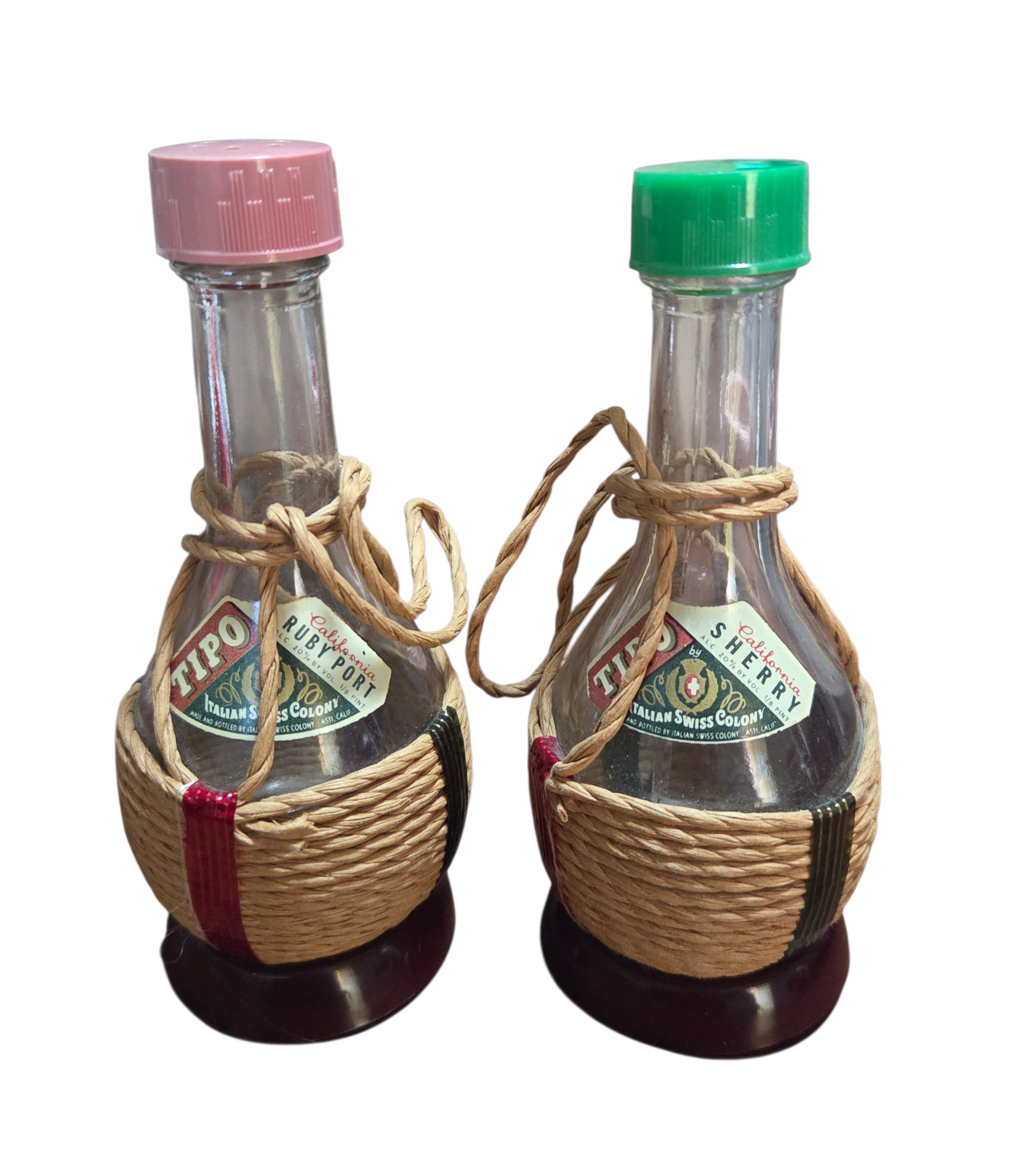 Vintage TIPO Italian Swiss Colony Wine Bottle Salt & Pepper Shakers 4 1/2"