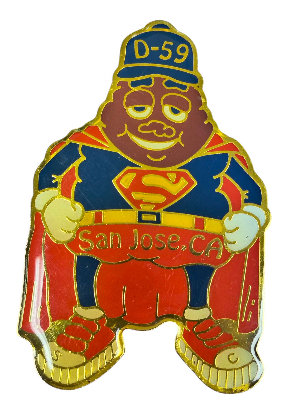 Little League Baseball Superman California Raisin Pin CA D-59