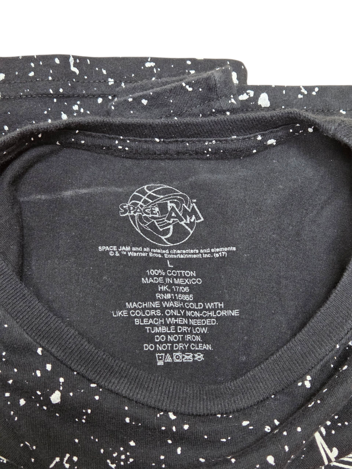 Space Jam Original Movie Black Speckled Stars Tune Squad Large T-Shirt image 3