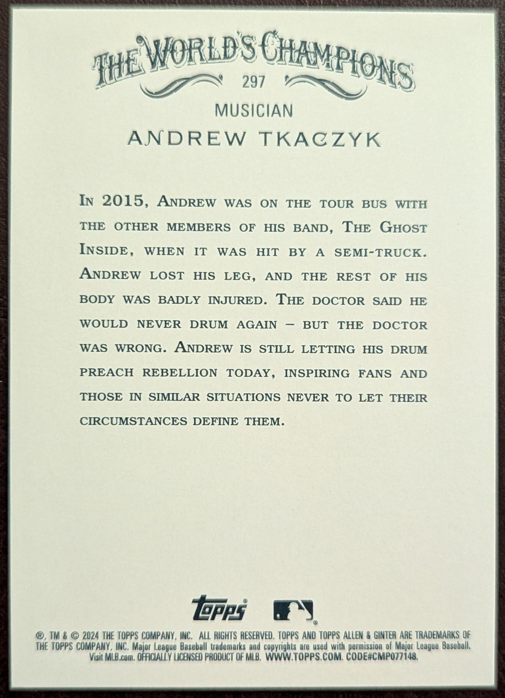 2024 Topps Allen & Ginter Andrew Tkaczyk Hot Box Foil #297 Musician image 2