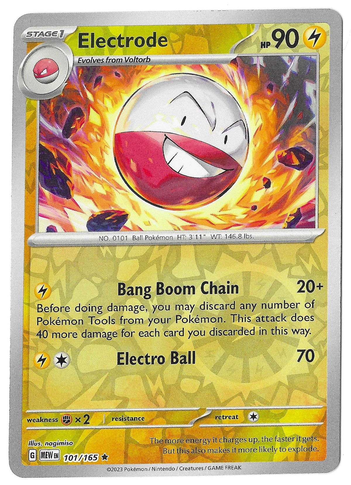 2023 Pokemon TCG Electrode 101/165 Sv: Scarlet & Violet 151 Reverse Holo