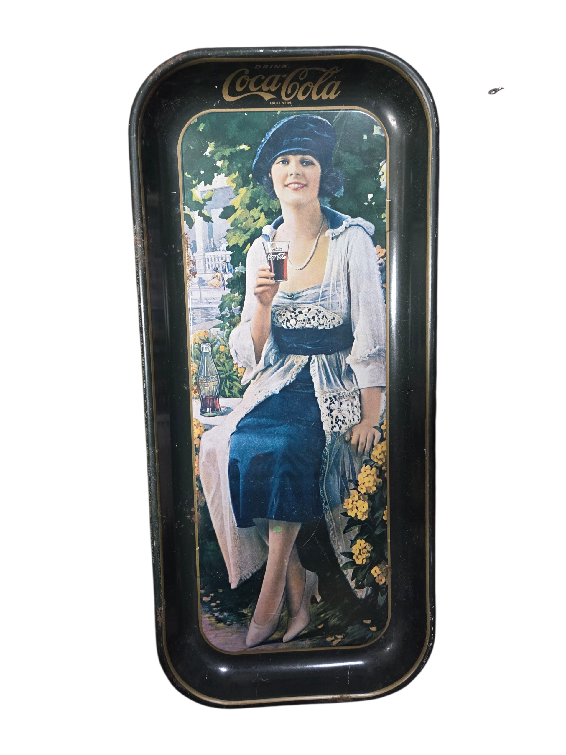 1973 Drink Coca Cola Metal Serving Tray Reproduction From 1921 Ad
