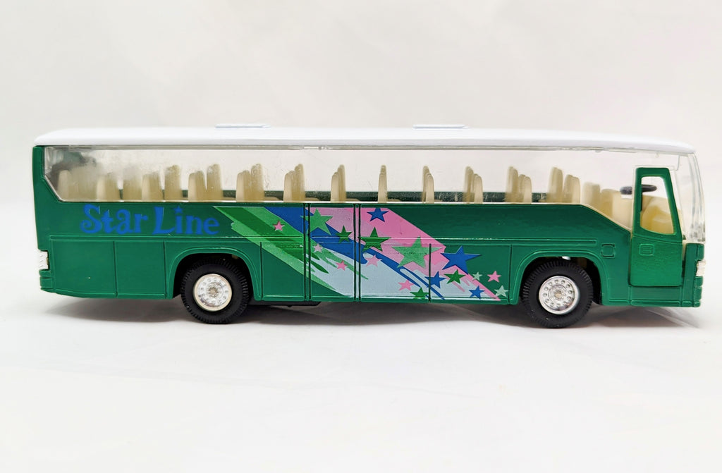Star Line Pull-Back Function Green Kids Airport Shuttle Tour Bus Diecast image 2