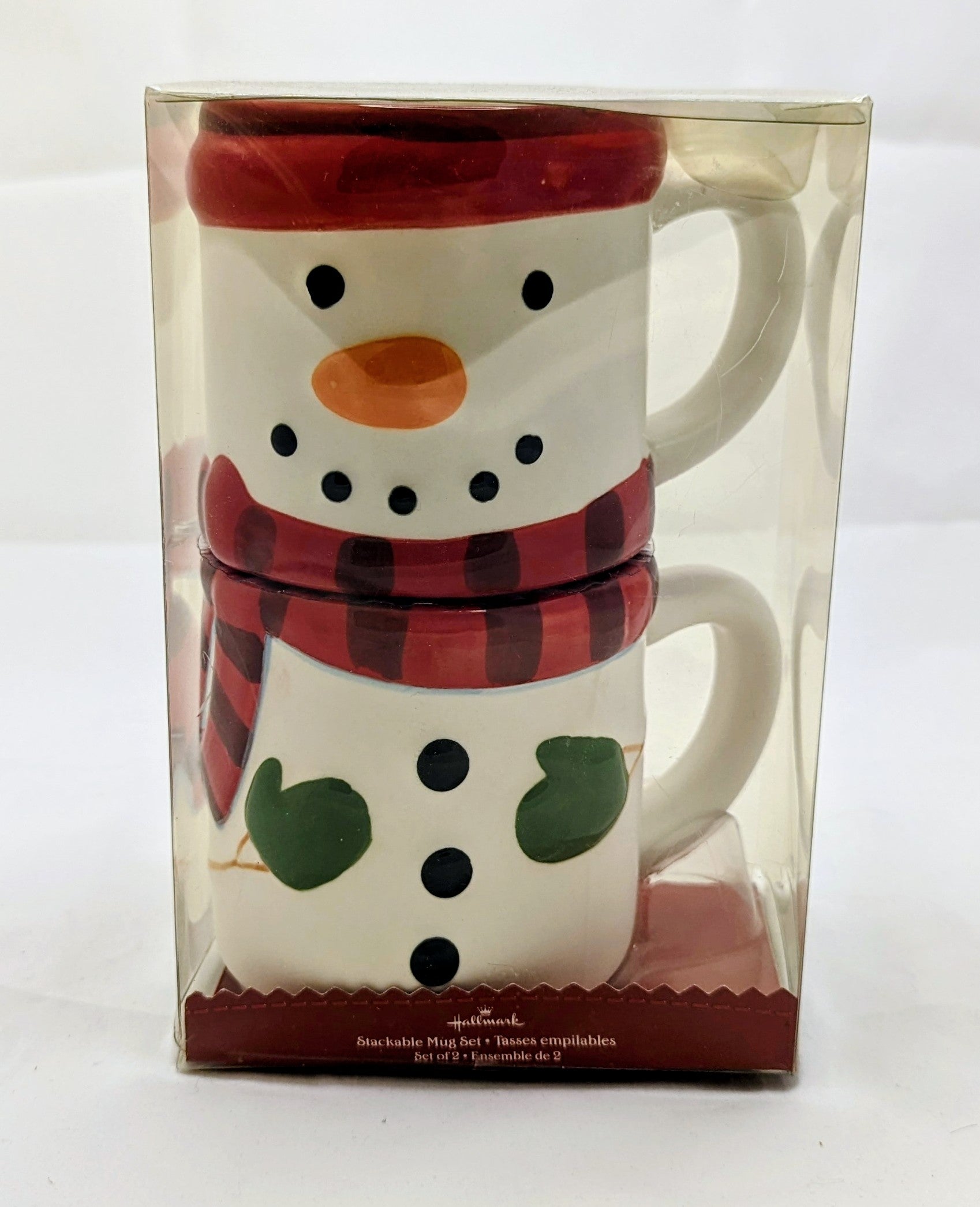 Hallmark Christmas Snowman Mugs Set Of 2 Stackable Ceramic Mugs