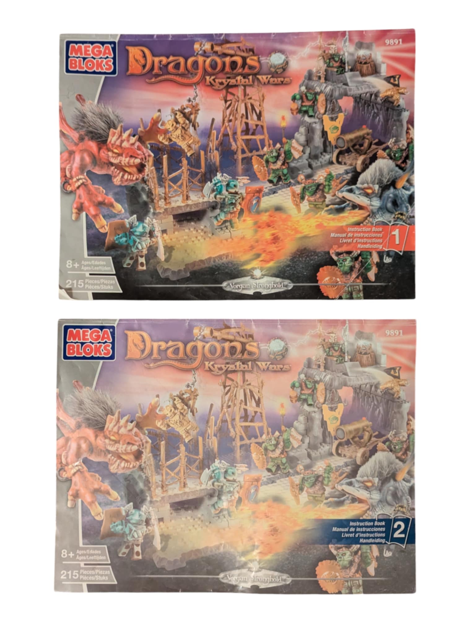 Mega Bloks Dragons Krystal WARS Vorgan Stronghold #9891 + Extra Dragons/Pieces