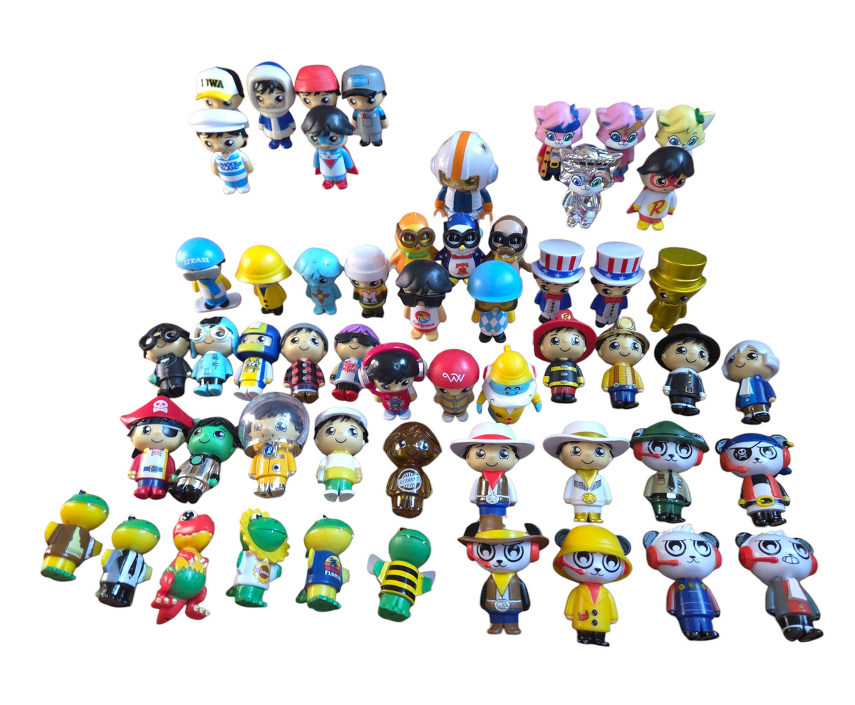 Ryan's World Assorted Figures Lot of 55 Characters Penguins, Lizards, Bears+