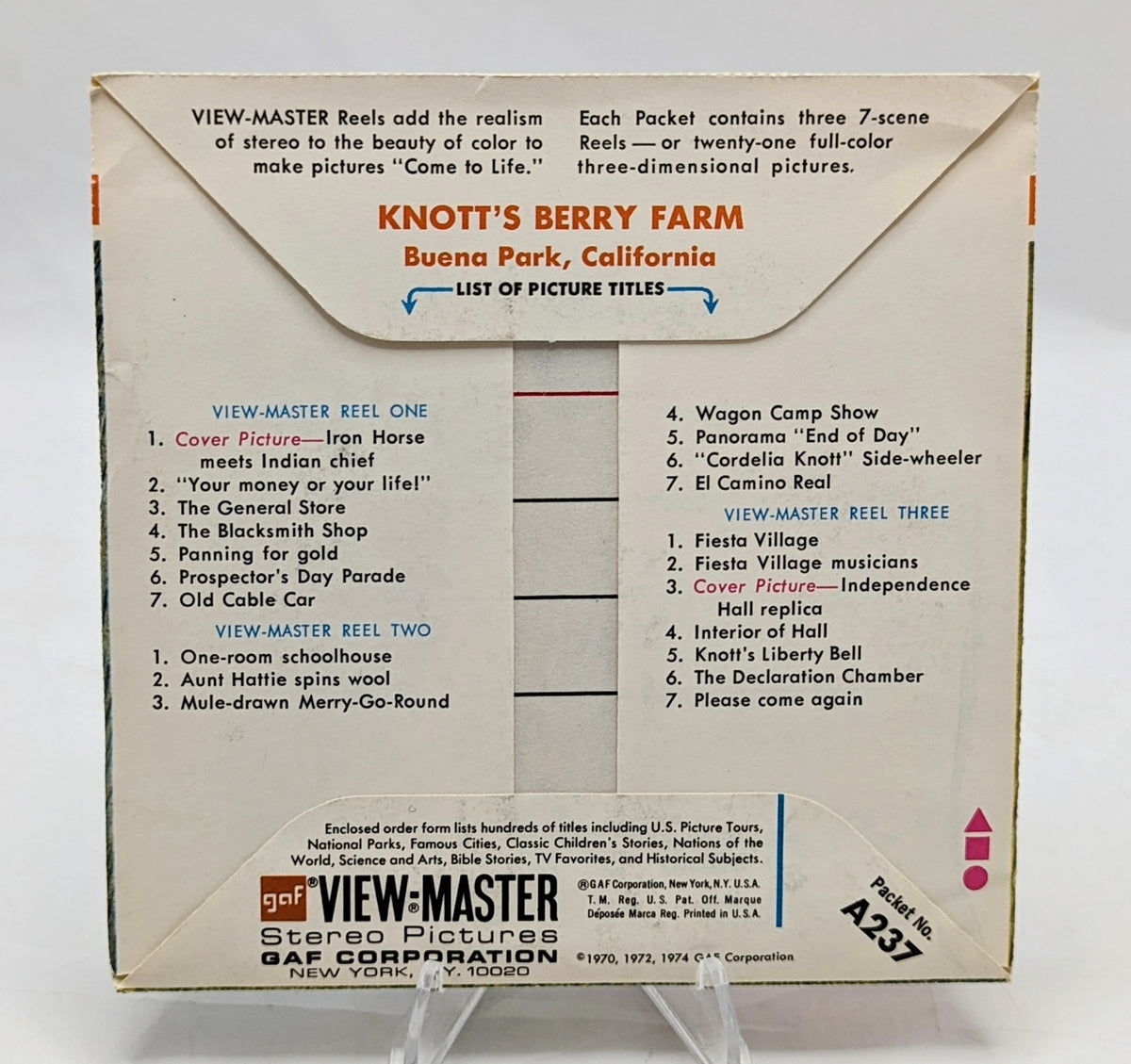 1974 GAF View-Master Knott's Berry Farm The Old West & Historical America 3 Reel image 3
