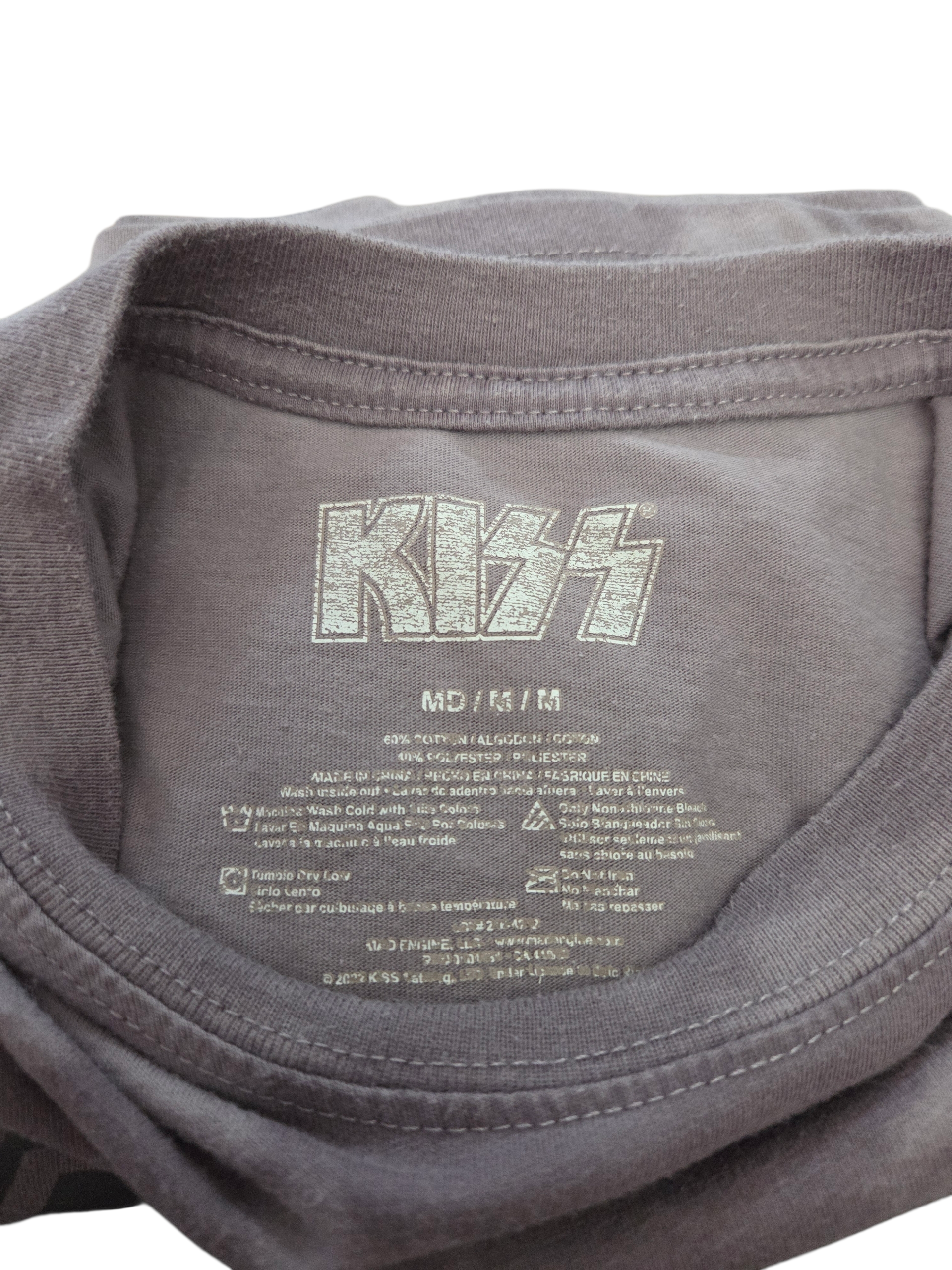 Kiss Band Leopard Print Lips Tie Dye Bleach Wash Purple Medium T-Shirt image 3