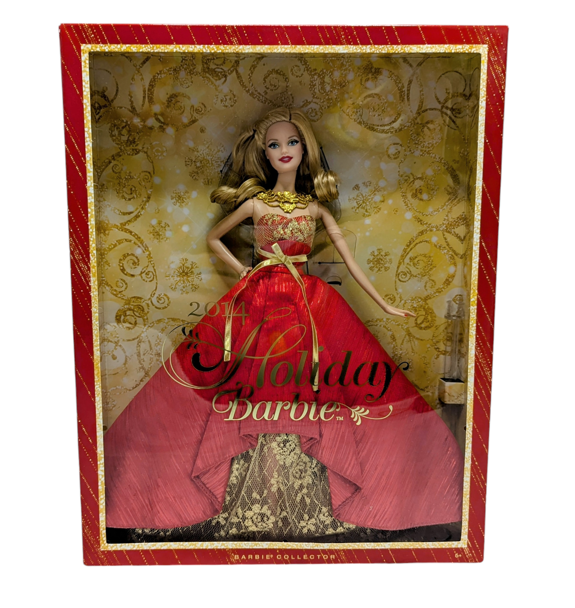 2014 Mattel Barbie Collector Holiday Doll Red & Gold BDH13