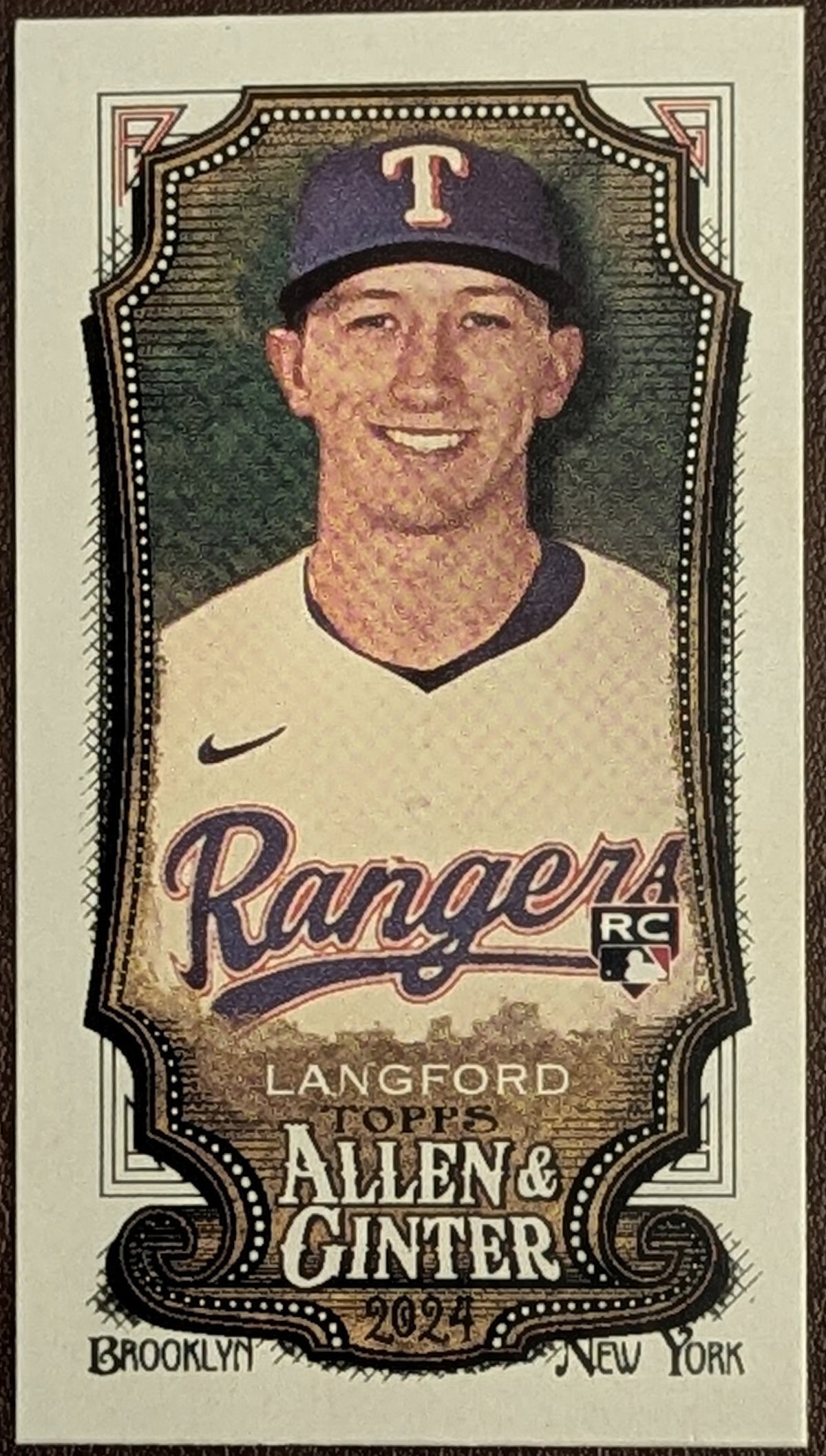 2024 Topps Allen & Ginter #278 Wyatt Langford Rookie Mini A&G Back Rangers