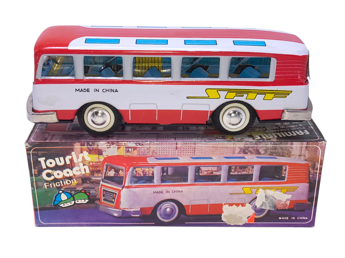 Vintage Tour Bus SFTF Toy Friction Tourist Coach MF 130 Original Box China