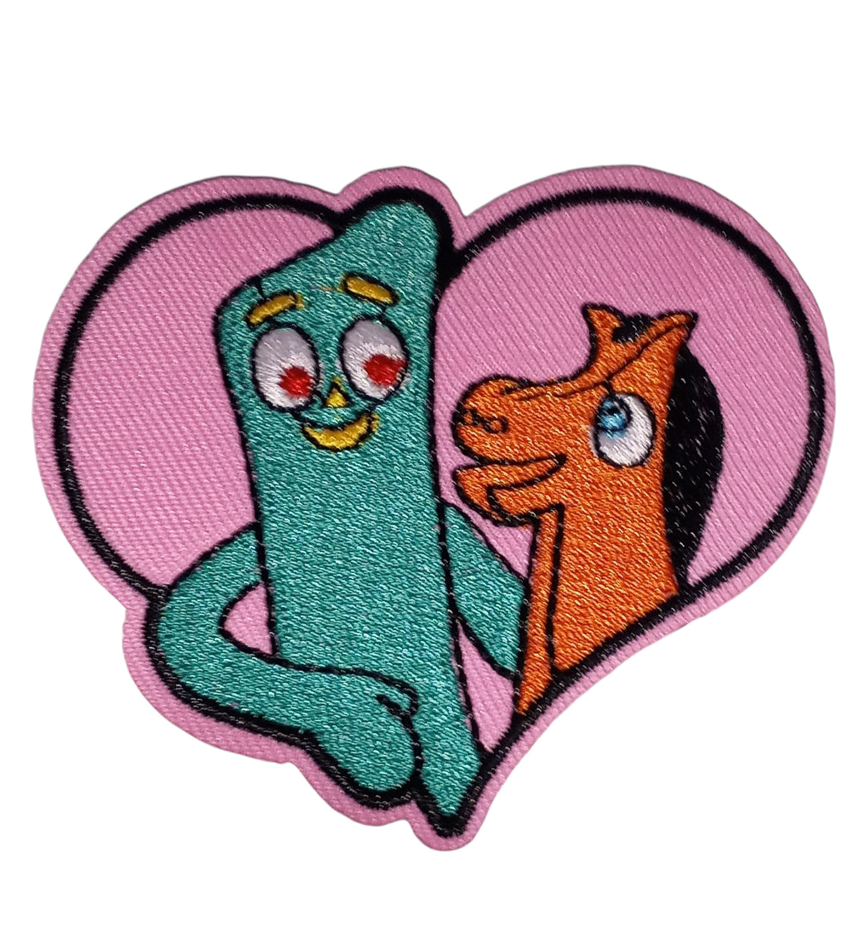 Gumby - Pokey And Gumby In Heart 3" Iron On Patch