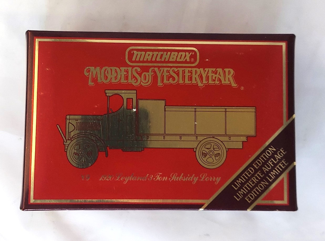 1985 Matchbox Models of Yesteryear Y-9 1920 Leyland 3 Ton Subsidy Lorry 1:43