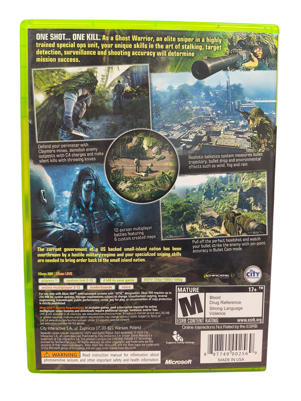 2010 City Interactive Xbox 360 Sniper: Ghost Warrior Complete CIB image 3