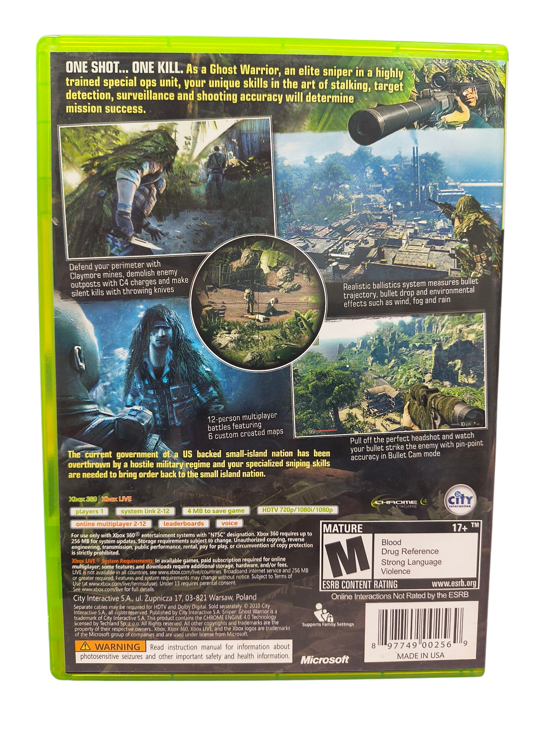 2010 City Interactive Xbox 360 Sniper: Ghost Warrior Complete CIB image 3