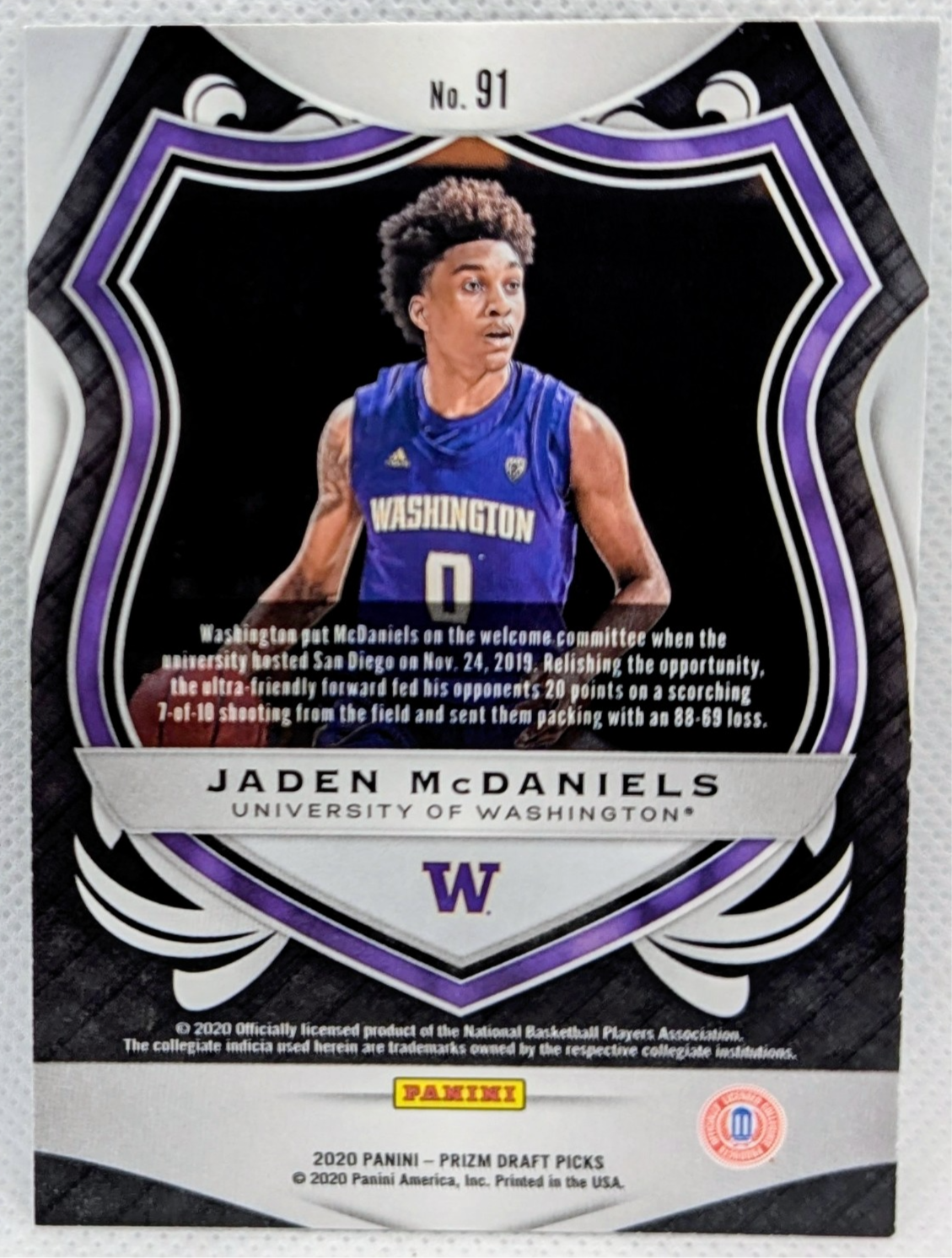 2020-21 Panini Prizm Draft Picks Crusade Jaden McDaniels Rookie Silver RC #91 image 2