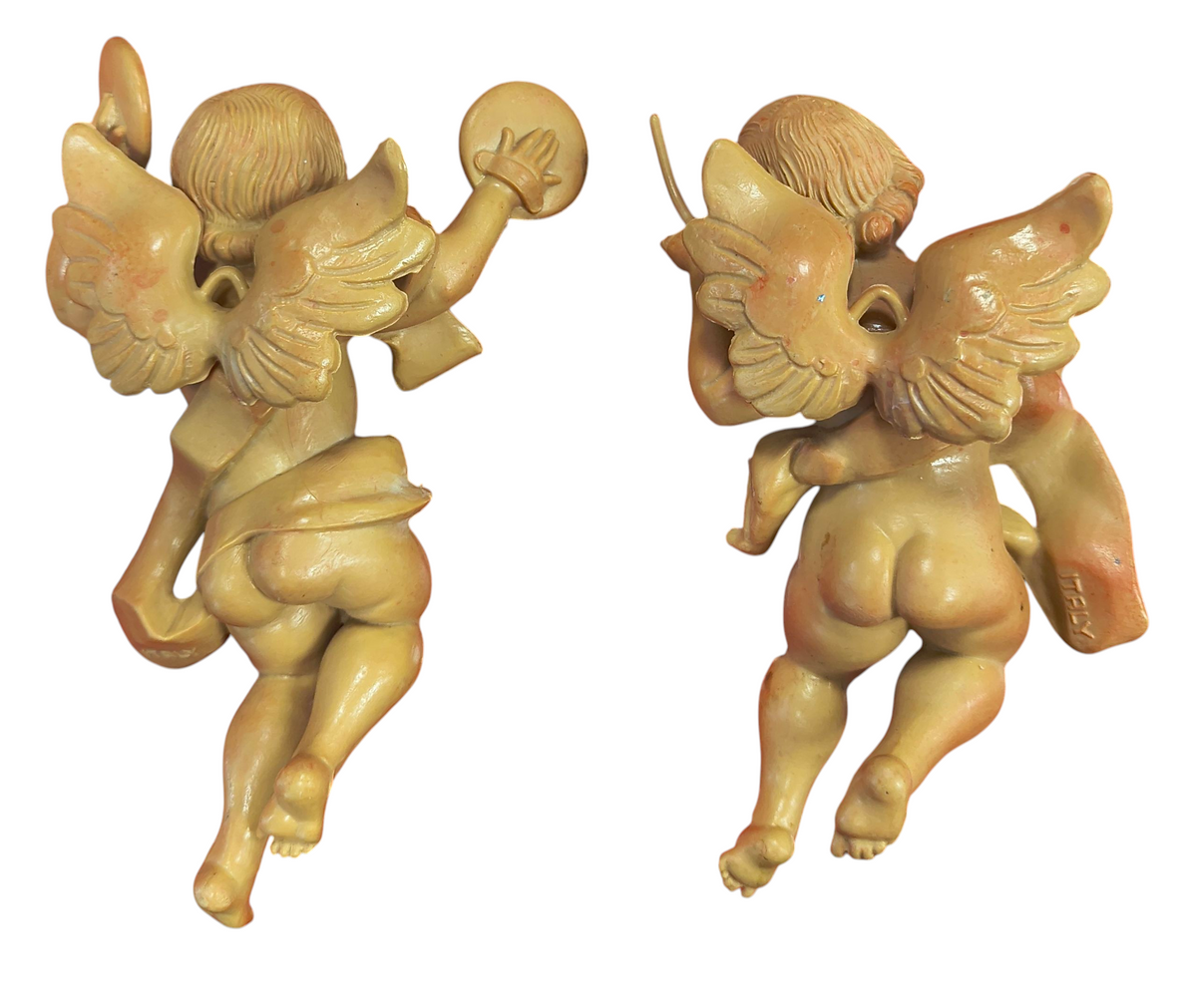 Vintage Plastic Angel Ornaments Cherubs Band Musical Instruments 6" Ornaments image 2